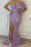 Beautiful Lilac Off-The-Shoulder Mermaid Prom Dress with Sequins and Split