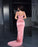 Beautiful Pink Sequins Spaghetti Strap Prom Dress with Satin and Slit