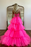 Beautiful Rose Prom Dress with Sleeveless Gown Tulle Train