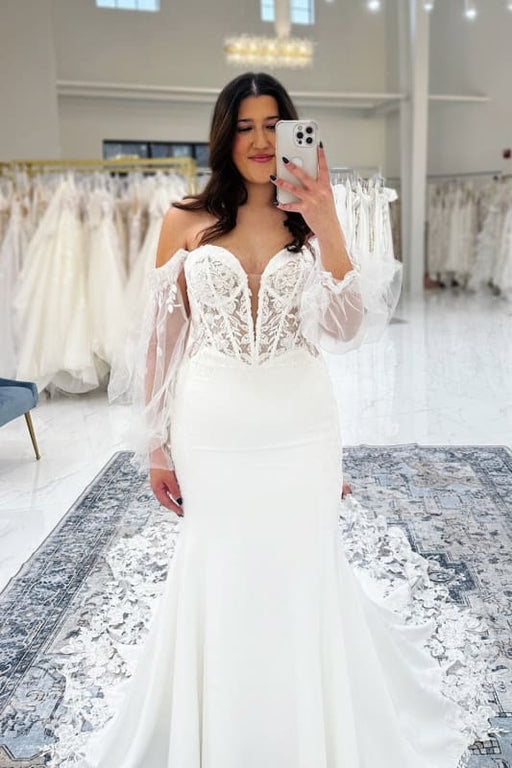 Beautiful Sweetheart Appliques Lace Mermaid Wedding Dresses - Wedding Dresses