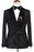 Ternence Bespoke Black Jacquard Double Breasted Wedding Suits With Velvet Shawl Lapel