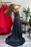 Black Long Prom Dress with Slit V-Neck with Pleats