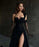 Black Long Sleeve Prom Dress with V-Neck and Lace Appliques