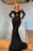 Black Long Sleeves V-Neck Mermaid Prom Dress with Sequins