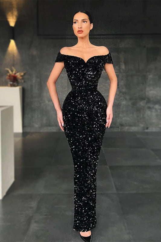 Black Off-the-Shoulder Mermaid Prom Dress