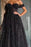 Black Off-the-Shoulder Sweetheart A-Line Tulle Beaded Prom Dress