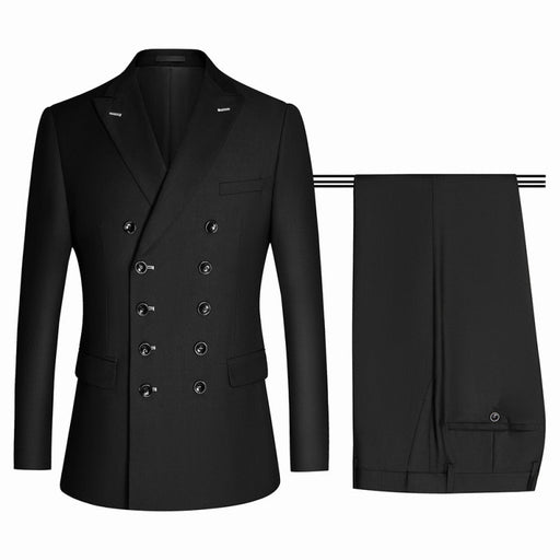 Palmer Bespoke Black Peaked Lapel Double Breasted Business Suits