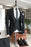 Carlos Black Peaked Lapel Close Fitting Three Pieces Men Suits For Business