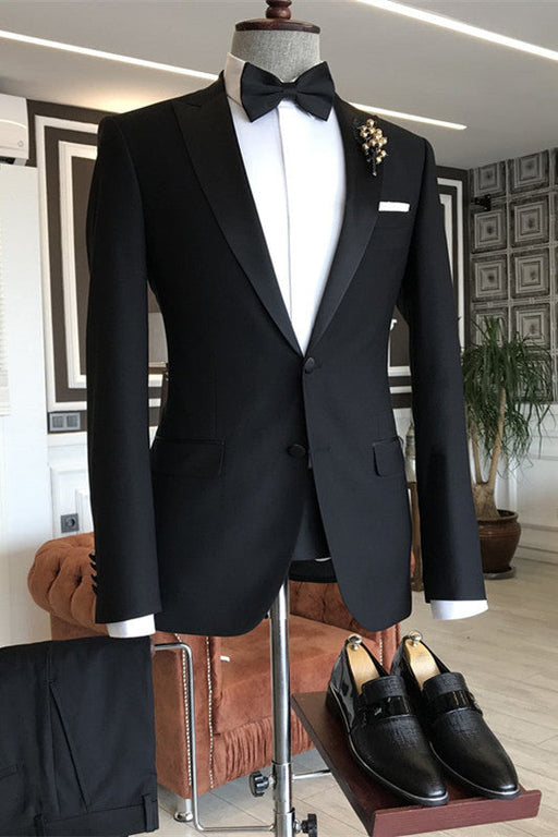 Christ Formal Black Peaked Lapel Two Pieces Men Suits For Business