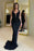 Black Sequin Cowl Neck Long Mermaid Prom Dress with High Slit