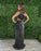 Black Sequin One-Shoulder Sleeveless Mermaid Prom Dress with High Slit