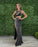 Black Sequin One-Shoulder Sleeveless Mermaid Prom Dress with High Slit