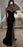 Black Sequin Prom Dress with Long Cowl Neck High Slit