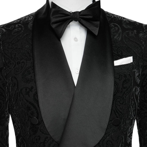 Arnold Formal Black Shawl Lapel Double Breasted Jacquard Wedding Suits