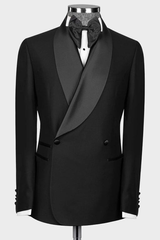 Boyd Bespoke Black Shawl Lapel Double Breasted Wedding Suits