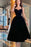 Black Spaghetti-Strap Sweetheart Prom Dress with Lace