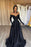 Black Strapless A-Line Prom Dress with Gloves in Charmeuse