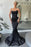 Black Strapless Mermaid Sleeveless Prom Dress With Beads