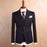 Davis Gentle Black Striped Peaked Lapel Three Pieces Business Suits