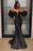 Black Sweetheart Detachable Sleeves Sequins Mermaid Prom Dress