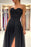 Black Sweetheart Prom Dress Appliques with Split