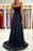 Black Sweetheart Prom Dress Appliques with Split