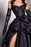 Black Sweetheart Taffeta Slit Prom Dress with Long Lace Gloves