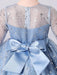 Blue Flower Girl Dresses Jewel Neck 3/4 Length Sleeves Bows Formal Kids Pageant Dresses