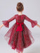 Blue Flower Girl Dresses Jewel Neck 3/4 Length Sleeves Bows Formal Kids Pageant Dresses