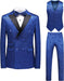 Jonas Newest Blue Jacquard Double Breasted Three Pieces Prom Suits