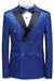 Jonas Newest Blue Jacquard Double Breasted Three Pieces Prom Suits