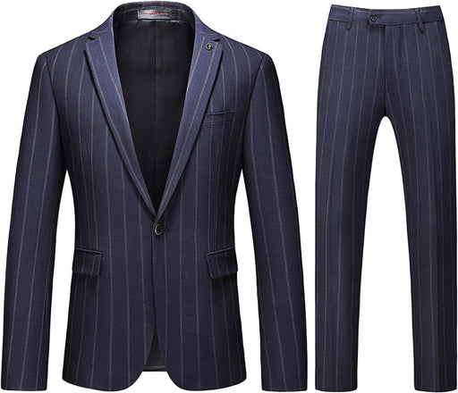 Keiton Bespoke Blue Peaked Lapel Striped Men Suits For Business