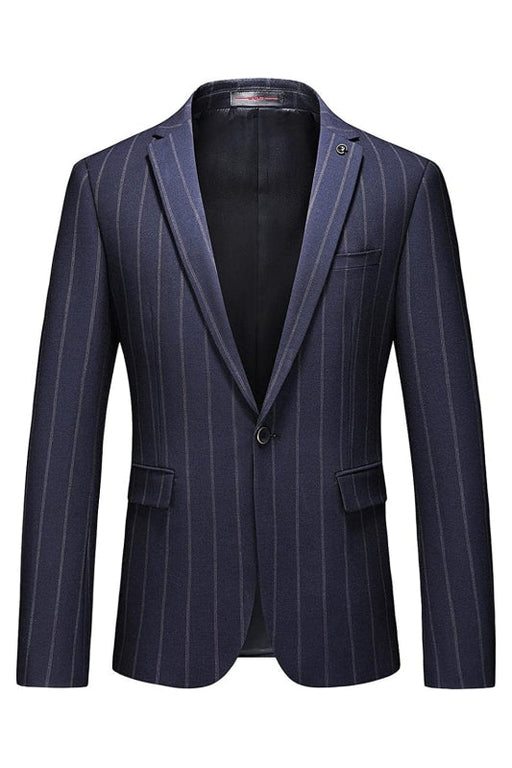 Keiton Bespoke Blue Peaked Lapel Striped Men Suits For Business