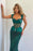 Blue Prom Dress Wide Shoulder Strap with Sequins Sleeveless Long Mermaid