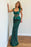 Blue Prom Dress Wide Shoulder Strap with Sequins Sleeveless Long Mermaid