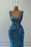 Blue Sleeveless Long Sequins Mermaid Prom Dress