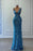 Blue Sleeveless Long Sequins Mermaid Prom Dress