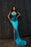 Blue V-Neck Long Mermaid Prom Dress with Split