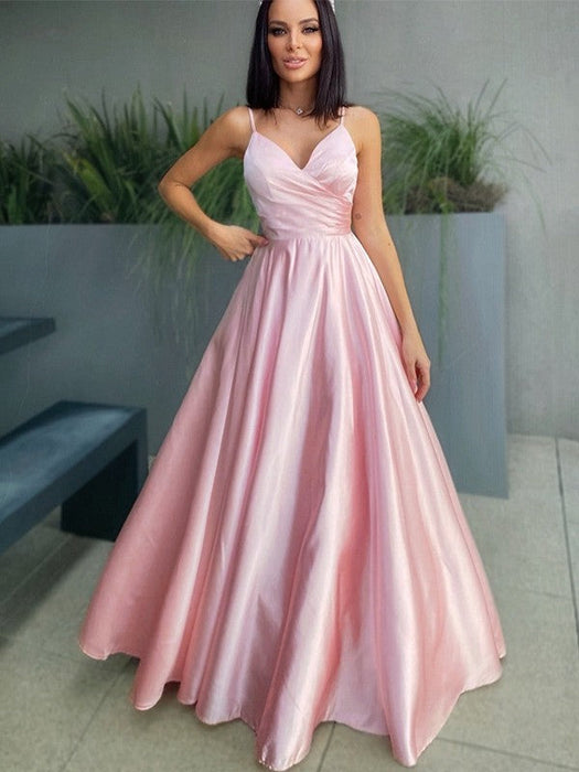 Blushing Pink Spaghetti-Straps Prom Dress