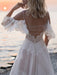 boho wedding dresses 2021 a line deep v neck straps lace short sleeve bridal gown for beach wedding with sweep train