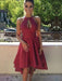 Bridelily A-Line Satin Sleeveless Asymmetrical With Ruched Halter Dresses - Prom Dresses