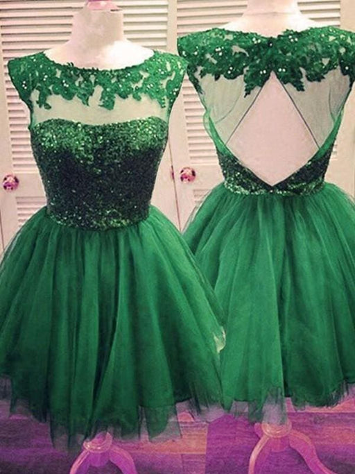 Bridelily A-Line Bateau Sleeveless Tulle With Applique Short/Mini Dresses - Prom Dresses