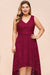 Bridelily A-line Hi-lo V-neck Burgundy Lace Dresses - lace dresses