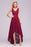 Bridelily A-line Hi-lo V-neck Burgundy Lace Dresses - lace dresses