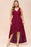 Bridelily A-line Hi-lo V-neck Burgundy Lace Dresses - lace dresses