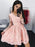 Bridelily A-Line Lace Long Sleeves With Applique V-neck Short/Mini Dresses - Prom Dresses