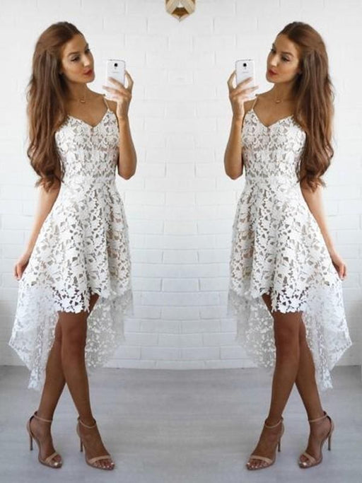 Bridelily A-Line Lace Spaghetti Straps Sleeveless Short/Mini With Layers Dresses - Prom Dresses