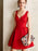 Bridelily A-Line Satin Sleeveless Short/Mini With Ruffles V-neck Dresses - Prom Dresses