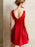 Bridelily A-Line Satin Sleeveless Short/Mini With Ruffles V-neck Dresses - Prom Dresses