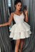Bridelily A-Line Satin With Ruffles Spaghetti Straps Sleeveless Short/Mini Dresses - Prom Dresses